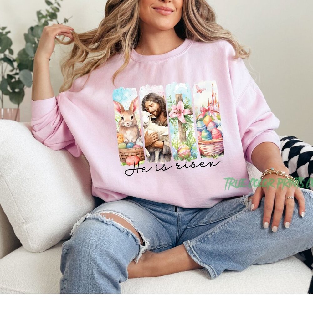 He is a Risen Easter shirt,  Floral Easter swearshirt, a Christian sweatshirt